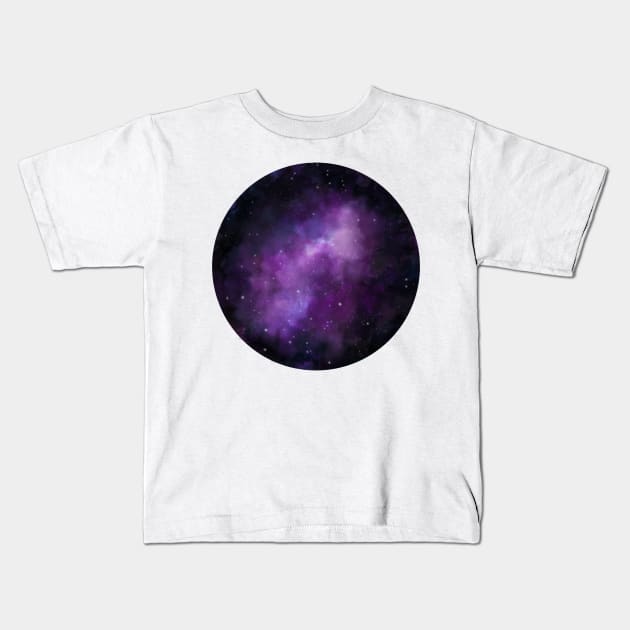 Purple galaxy Kids T-Shirt by RosanneCreates